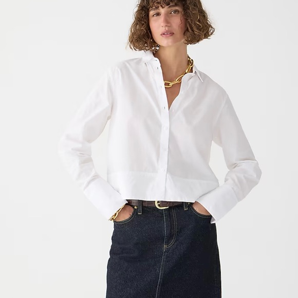 J. Crew Tops - NEW W / O TAGS J. Crew White Poplin Garçon Cropped Button Down Shirt in Size 12